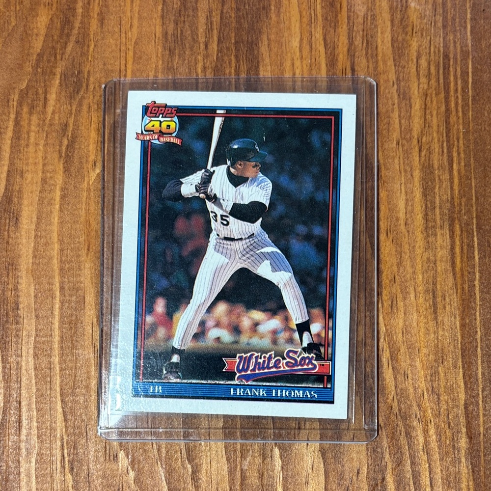 Topps White Sox Baseball Card with Blue and Red Accents